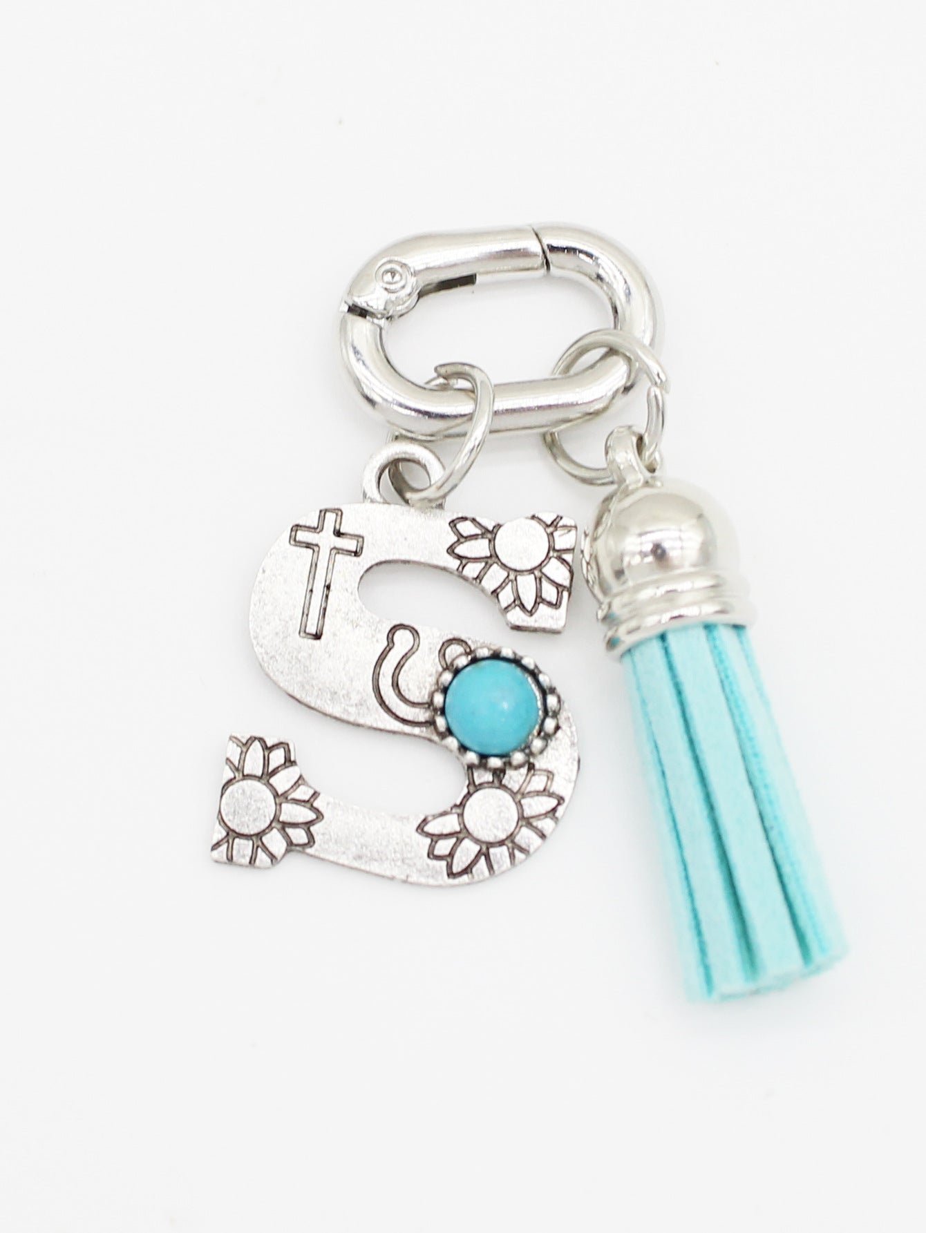 Wholesale ethnic style turquoise 26 letter tassel pendant